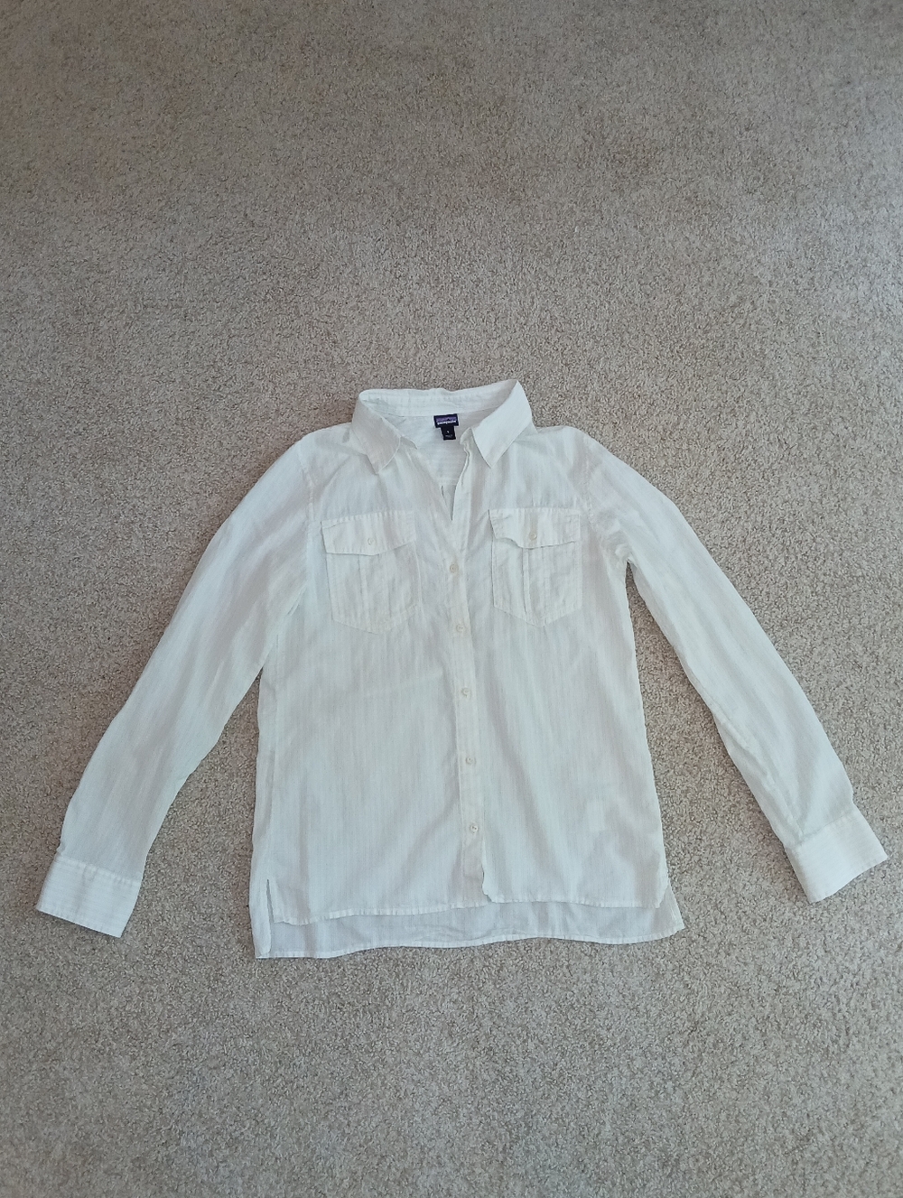 Patagonia Light Cream Button-Up Shirt Cotton Hemp Sz S